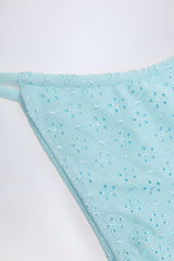 Broderie Anglaise Drawstring Bikini Bottoms in Powder Blue