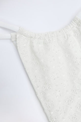 Broderie Anglaise Drawstring Bikini Bottoms in White